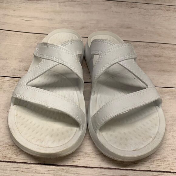 TELIC Women's US 8 White Strappy Lightweight Recovery Slip On Slide Sandals - Picture 9 of 11